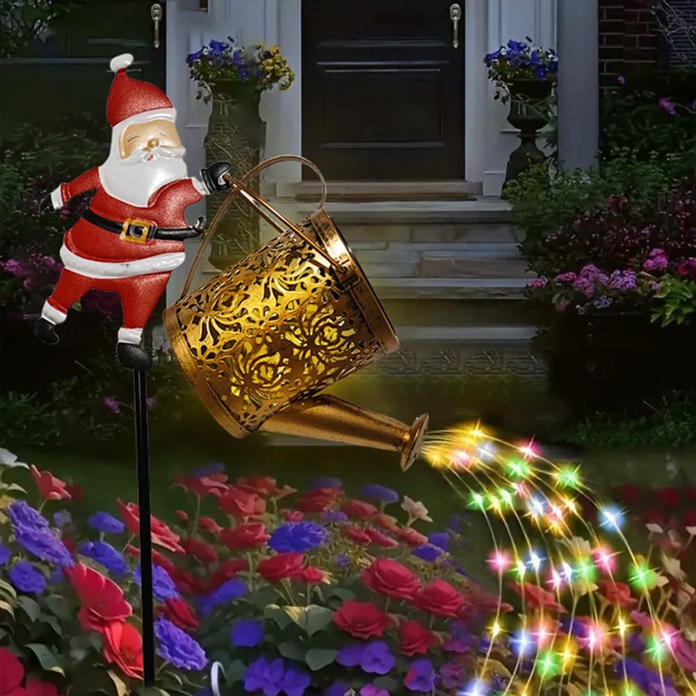 Christmas Santa Solar Kettle Lights Garden Lawn Decorative Lights